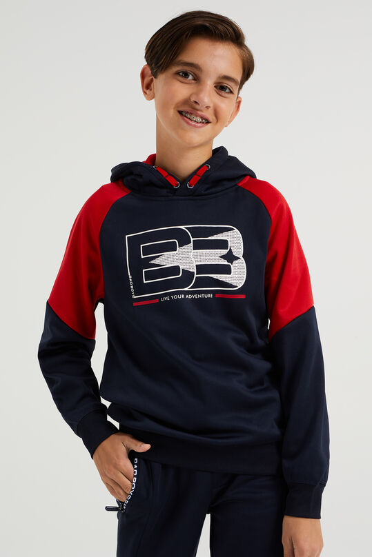 Jungen-Kapuzensweatshirt mit 3D-Aufdruck, Dunkelblau