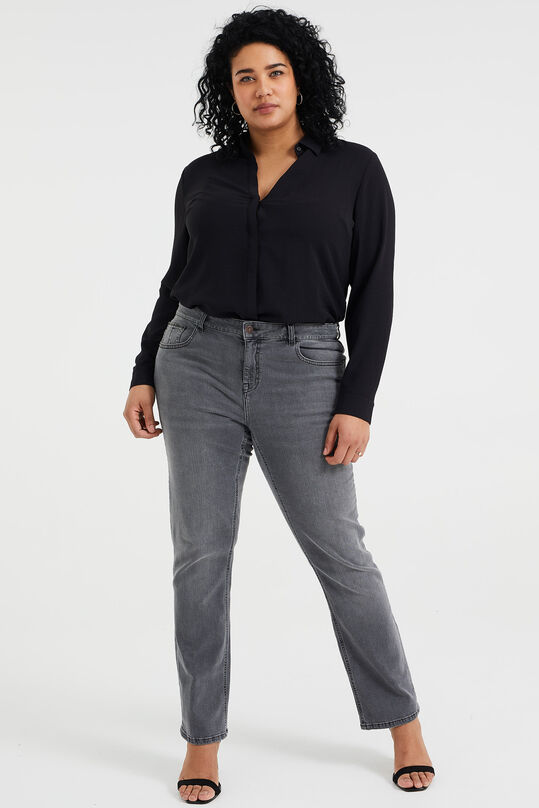 Damen-Slim-Fit-Jeans mit normaler Bundhöhe und Comfort-Stretch - Curve, Grau