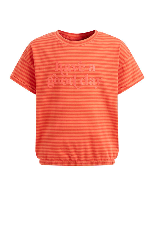 Mädchen-Langarmshirt mit Streifenmuster, Orange