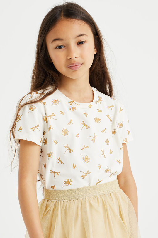 Mädchen-T-Shirt mit Glitzermuster, Elfenbein