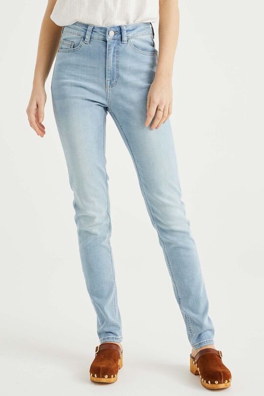 Damen-Skinny-Jeans mit hoher Taille und Stretch, Hellblau