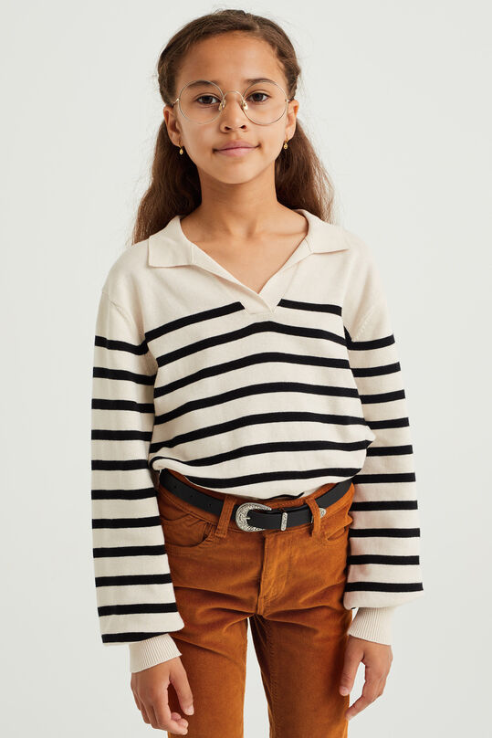Mädchen-Poloshirt mit Muster, Elfenbein
