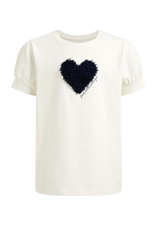 Mädchen-T-Shirt mit 3D-Stickerei, Weiß