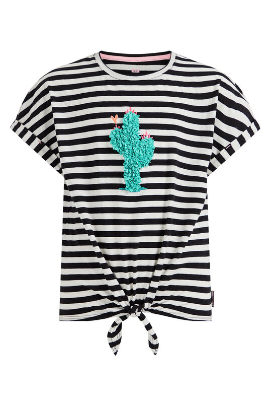 Mädchen-T-Shirt mit Streifenmuster, Schwarz