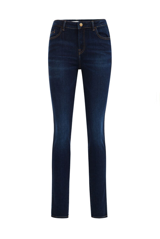 Damen-Skinny-Jeans mit normaler Bundhöhe und Stretch, Dunkelblau