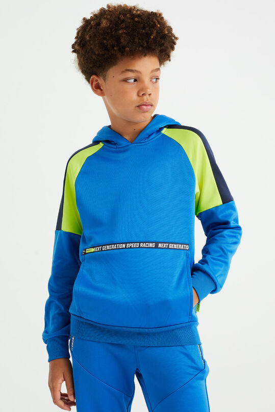 Jungen-Sweatshirt mit Streifenbesatz, Kobaltblau