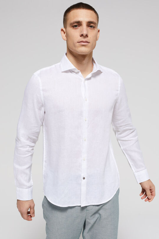 Herren-Regular-Fit-Hemd aus Leinen, Weiß