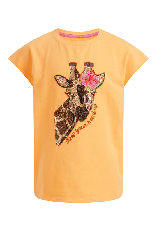 Mädchen-T-Shirt mit Pailletten-Applikation, Orange