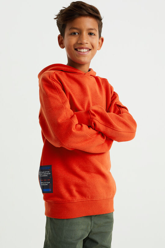 Jungen-Kapuzenpullover mit Aufdruck, Orange