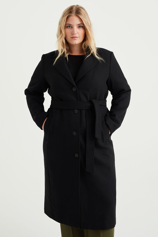 Mantel aus Wollmischung für Damen - Curve, Schwarz