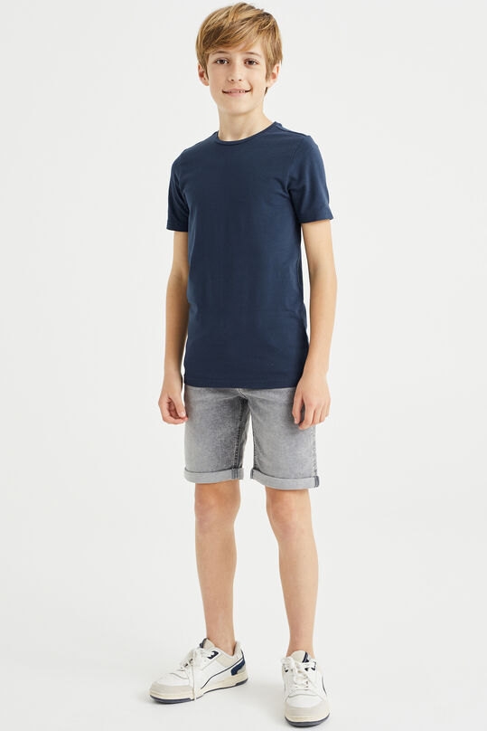Jungen-Basic-T-Shirt mit Rundhalsausschnitt, Dunkelblau