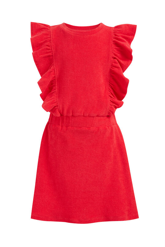 Mädchenkleid aus Frottee, Rot