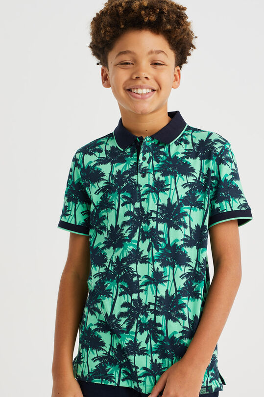 Jungen-Poloshirt mit Muster, Grün