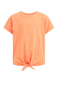 Mädchen-T-Shirt mit Knopfdetail, Orange
