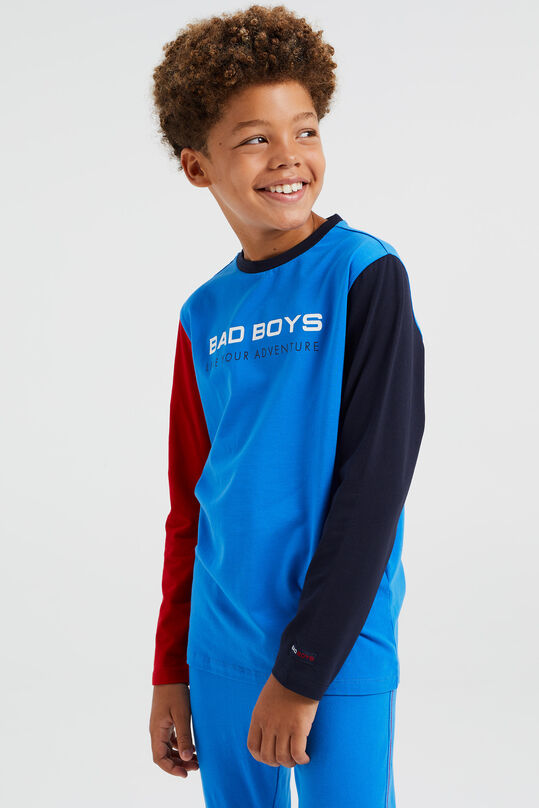 Jungen-Schlafanzug mit Colourblock-Design und Aufdruck, Blau