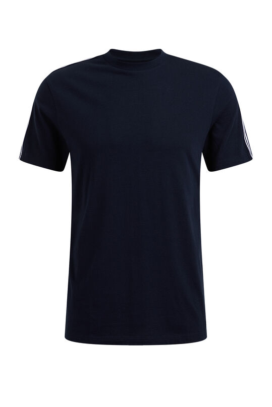 Herren-T-Shirt mit Streifenbesatz, Dunkelblau