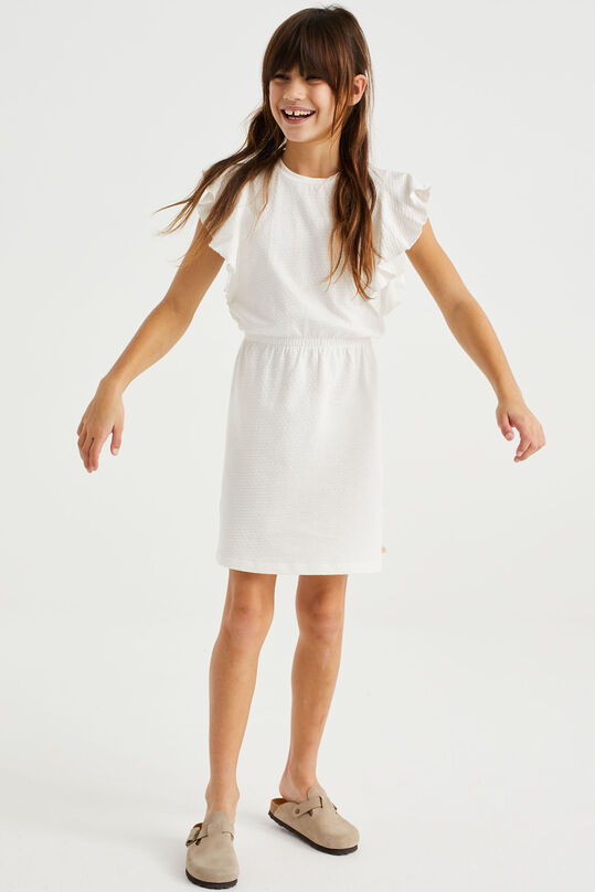 Mädchenkleid mit Strukturmuster, Weiß