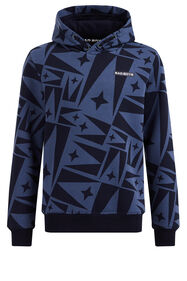Jungen-Kapuzensweatshirt mit Muster, Graublau
