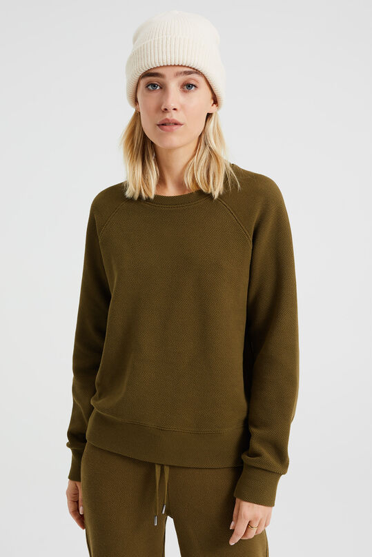 Damen-Sweatshirt mit Strukturmuster, Armeegrün