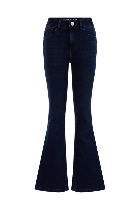 Mädchen-Flared-Jeans mit Schlitz, Dunkelblau