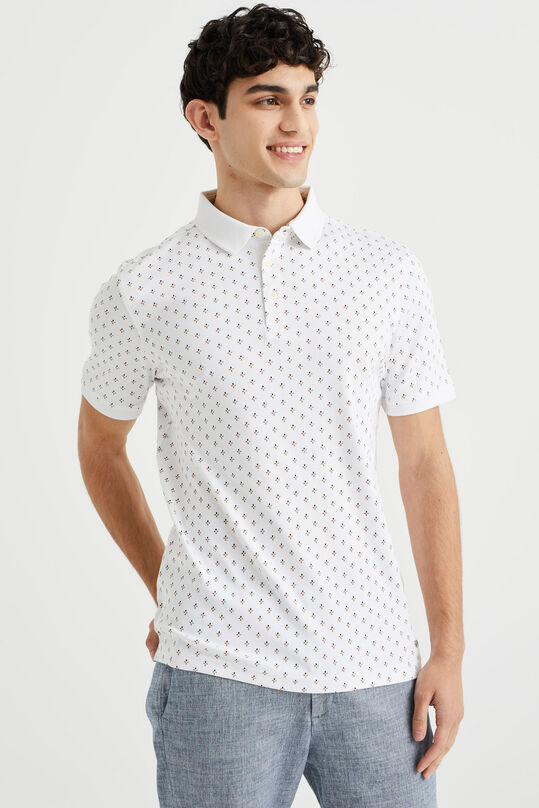 Herren-Poloshirt mit Muster, Weiß