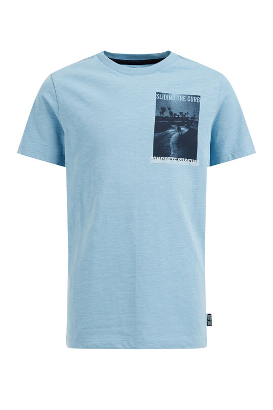 Jungen-T-Shirt mit Aufdruck, Graublau