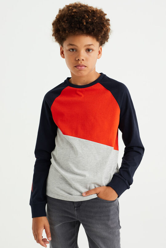Jungen-T-Shirt mit Colourblock-Design, Rot