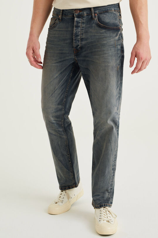Herren-Relaxed-Fit-Jeans mit Mediumstretch, Dunkelblau