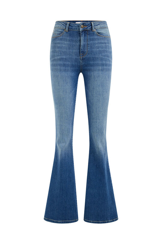 Damen-Flared-Jeans mit hoher Taille und Comfort-Stretch, Dunkelblau