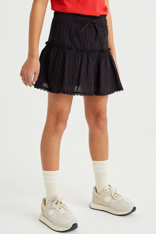 Mädchen-Hosenrock mit Strukturmuster, Schwarz