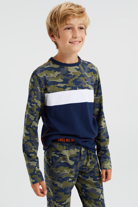 Jungen-Schlafanzug mit Muster, Armeegrün