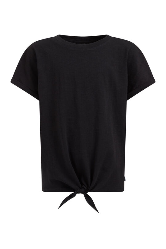 Mädchen-T-Shirt mit Knopfdetail, Schwarz