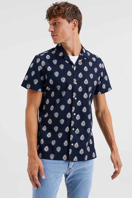 Herren-Regular-Fit-Hemd mit Muster, Dunkelblau