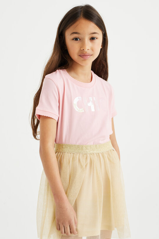 Mädchen-T-Shirt mit Paillettenapplikation, Hellrosa