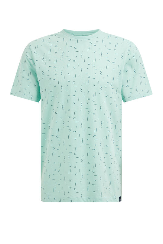 Herren-T-Shirt mit Muster, Mintgrün