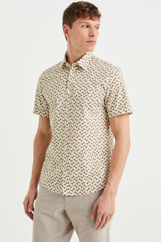 Herren-Slim-Fit-Hemd mit Muster, Elfenbein