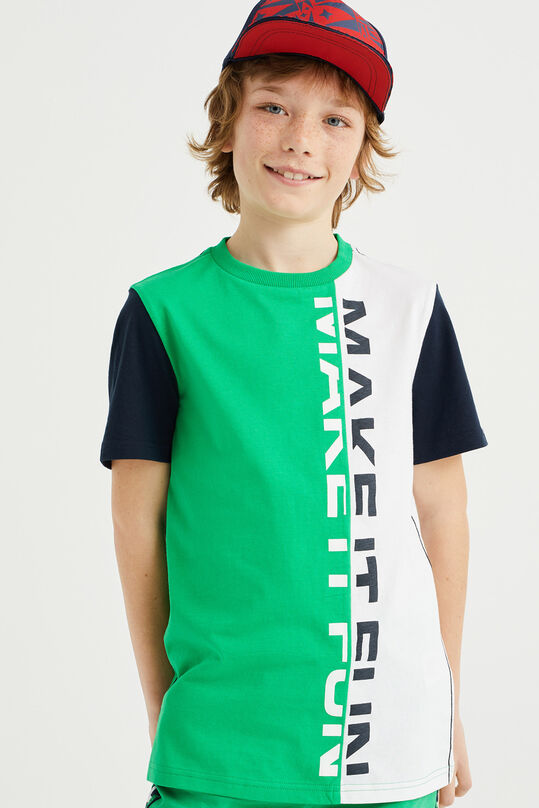 Jungen-T-Shirt mit Colourblock-Design, Grün
