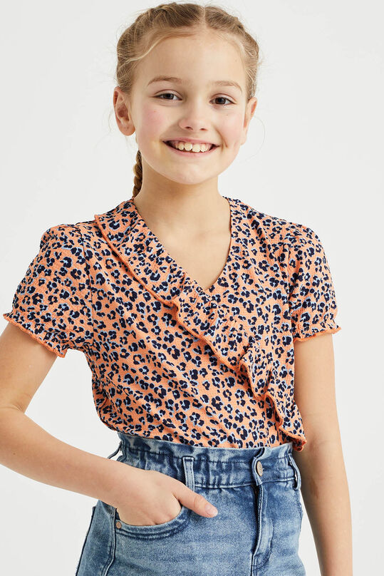 Mädchen-T-Shirt mit Muster, Orange
