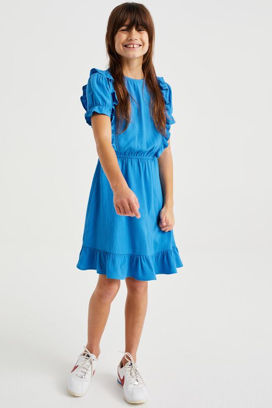 Mädchenkleid mit Strukturmuster, Blau