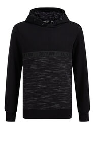Jungen-Kapuzensweatshirt mit Streifenbesatz, Schwarz
