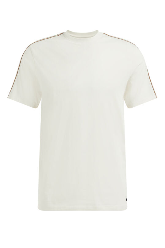 Herren-T-Shirt mit Streifenbesatz, Elfenbein