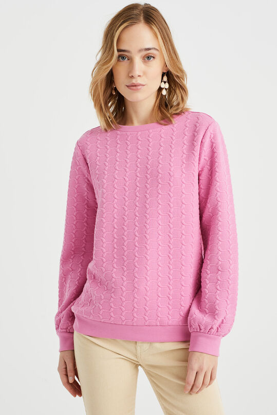 Damen-Sweatshirt mit Strukturmuster, Rosa
