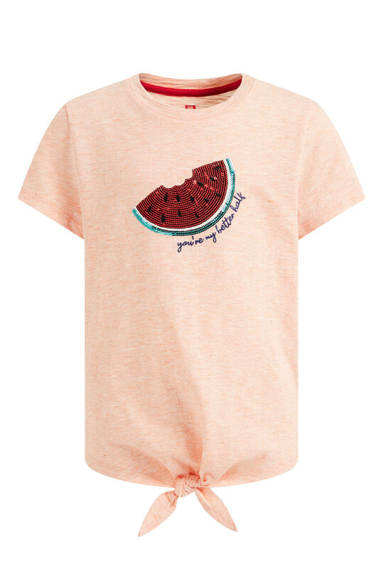 Mädchen-T-Shirt mit Paillettenapplikation, Orange