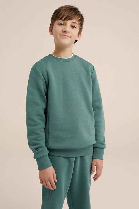 Jungen-Sweatshirt mit Rippeinsätzen, Khaki