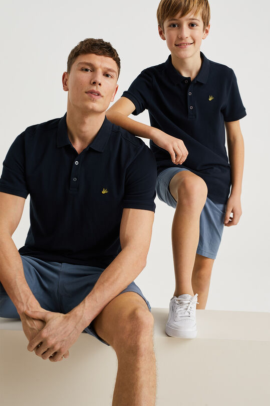 Jungen-Poloshirt mit Strukturmuster, Dunkelblau