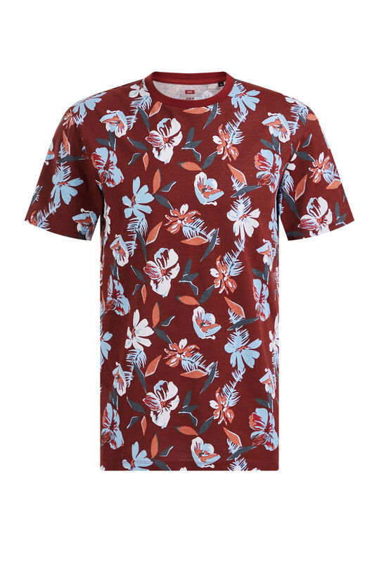 Herren-T-Shirt mit Muster, Dunkelrot