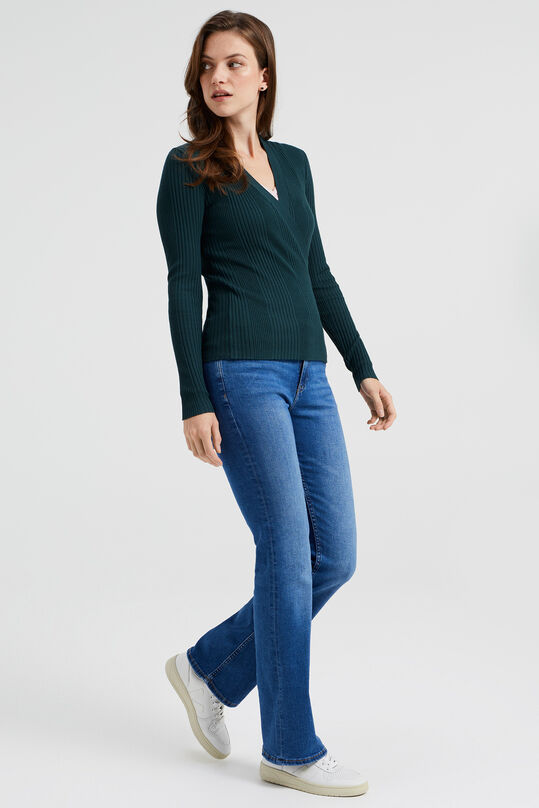 Damen-Bootcut-Jeans mit normaler Bundhöhe und Stretch, Dunkelblau