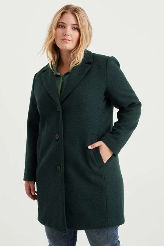 Mantel aus Wollmischung für Damen - Curve, Dunkelgrün