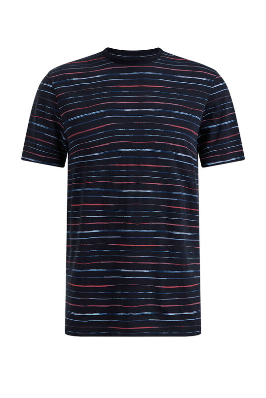 Herren-T-Shirt mit Streifenmuster, Dunkelblau