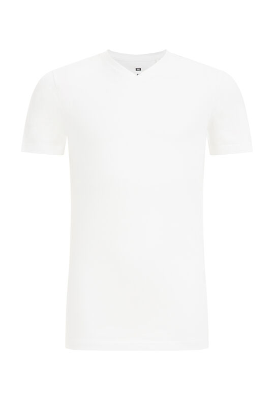 Jungen-Basic-T-Shirt mit V-Ausschnitt, 2er-Pack, Weiß